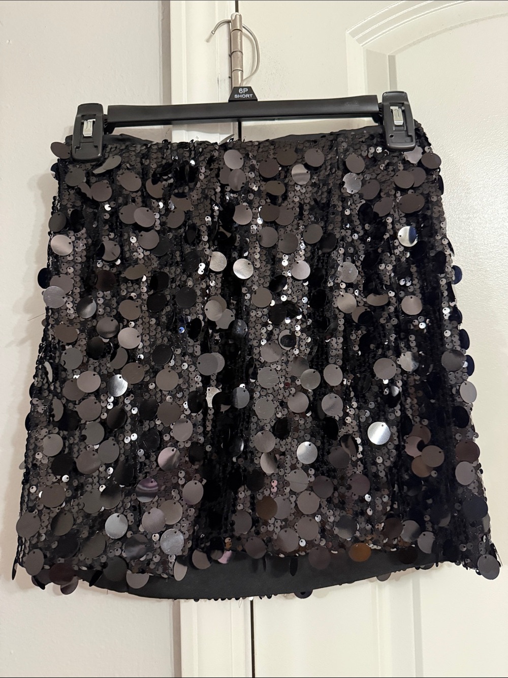 SHEIN Black Oversized Sequin Mini Skirt